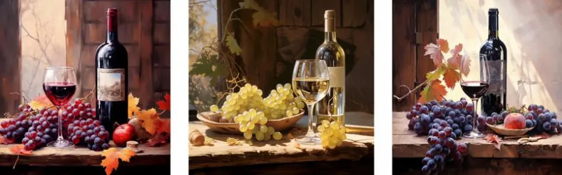 Glasbild 30 x 90 cm Wine Painted I 3tlg.<EUROART