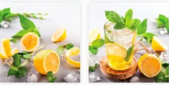 Bilder Ohne Rahmen|Bilder Nach Themen|EUROART Glasbild 2tlg. Fresh lemonade Gelb