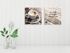 Glasbild 2tlg. Liebe und Kaffee<EUROART