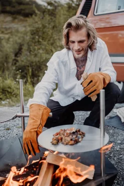 Grillzubehör|Höfats Grillhandschuhe Naturleder Orange