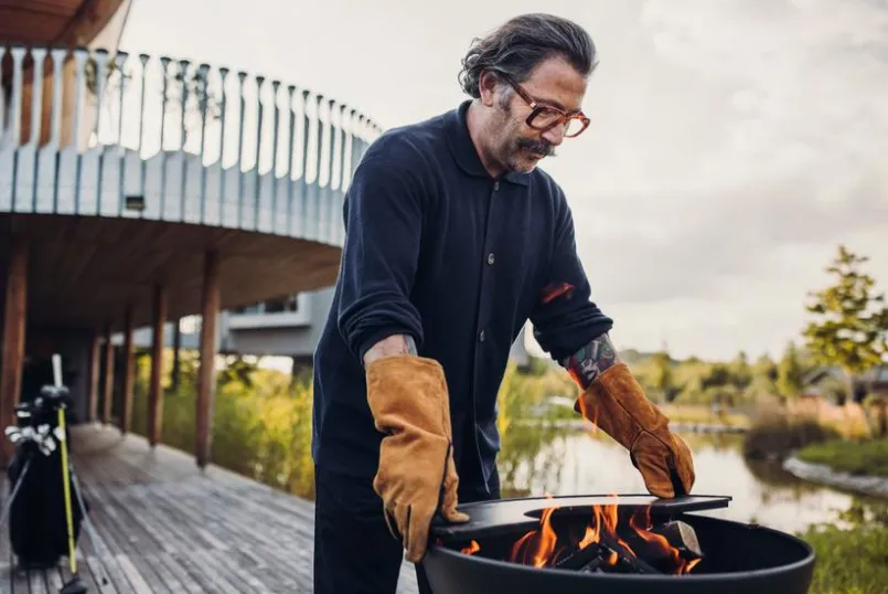 Grillzubehör|Höfats Grillhandschuhe Naturleder Orange