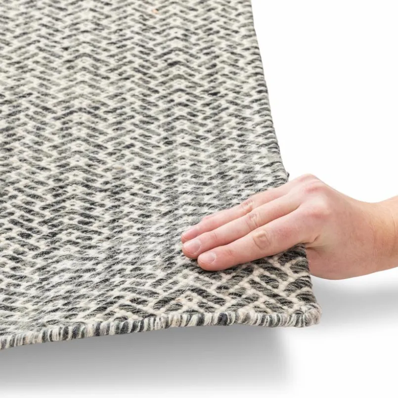 Natur(Look) Teppiche| Handwebteppich Gadini Durry 140 x 195 cm Schwarz / Gemustert