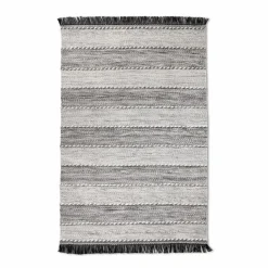Natur(Look) Teppiche-Handwebteppich Tanaro Durry 120 x 170 cm Schwarz / Weiß