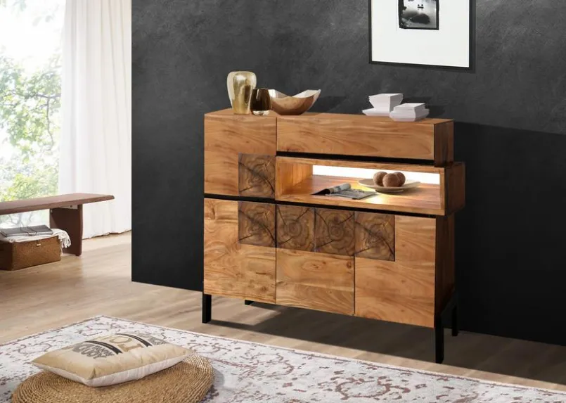 WOLFMÖBEL Kommoden|Kommoden-Highboard 1501 Root Akazie