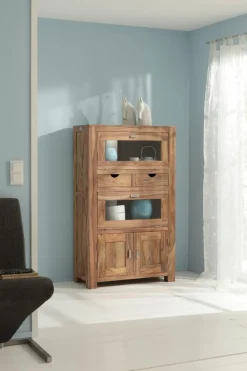 WOLFMÖBEL Kommoden|Kommoden-Highboard Yoga 6507 Sheesham