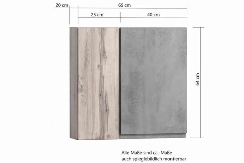 Badschränke|Held-Möbel Hängeschrank Monza Eiche / Beton