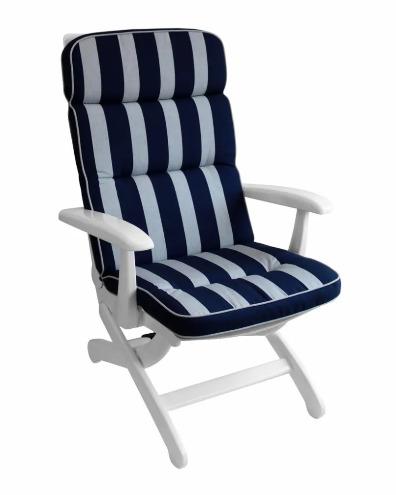 Gartenstuhl-Auflagen-Hochlehner-Auflage Kreta 50 x 123 cm Blau