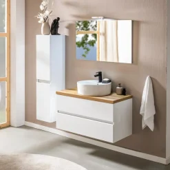 Badschränke| Hochschrank City Weiß