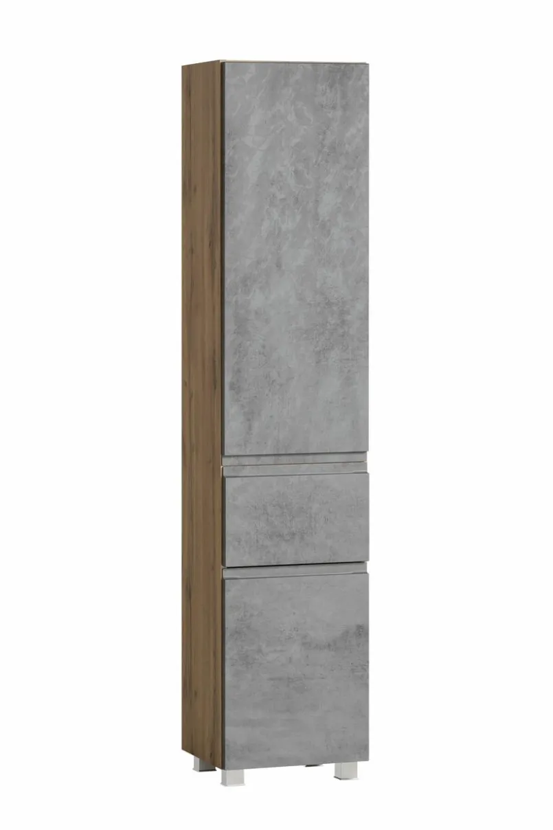 Badschränke|Held-Möbel Hochschrank Monza Eiche / Beton