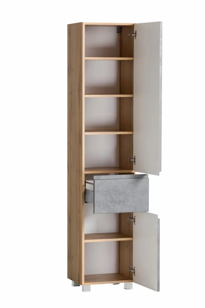 Badschränke|Held-Möbel Hochschrank Monza Eiche / Beton