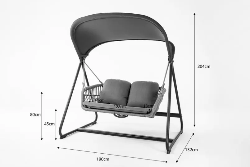 Segarda Hängesessel-Hollywoodschaukel Muses Classic 2-Sitzer Charcoal