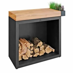OFYR Zubehör|Feuerschalen-Kaminholzregal Butcher Block Storage Black Schwarz