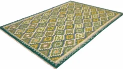 Kelim-Teppiche-Kelim Teppich Amira 170 x 240 cm Grün