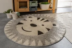 Kinderteppiche|Kinderteppiche| Kinderteppich Wildlife Ø 120 cm Grau / Weiß