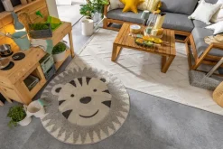 Kinderteppiche|Kinderteppiche| Kinderteppich Wildlife Ø 120 cm Grau / Weiß