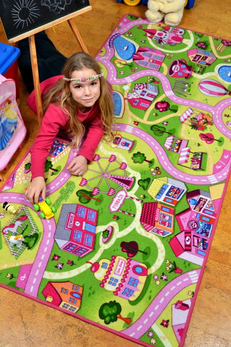 Kinderteppiche|Kinderteppiche-Kinderteppich Straße 95 x 200 cm Rosa