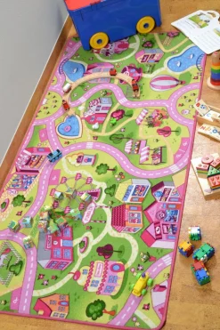 Kinderteppiche|Kinderteppiche-Kinderteppich Straße 95 x 200 cm Rosa