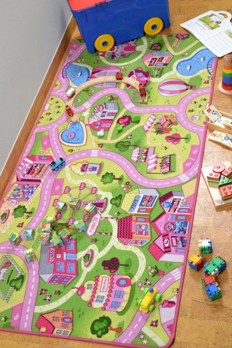Kinderteppiche|Kinderteppiche-Kinderteppich Straße 95 x 200 cm Rosa