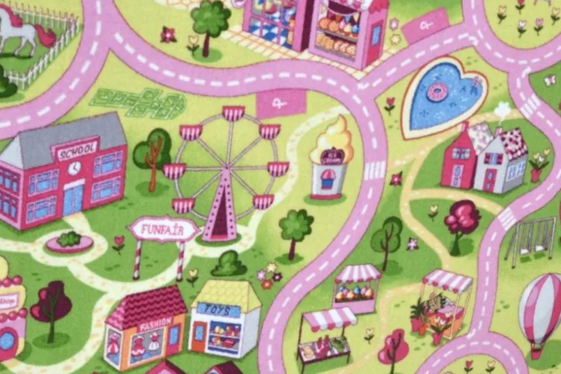 Kinderteppiche|Kinderteppiche-Kinderteppich Straße 95 x 200 cm Rosa