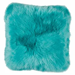 Dekokissen|Dekokissen & -Bezüge|WARM & COMFY Kissen Schaffell 40 x 40 cm Türkis