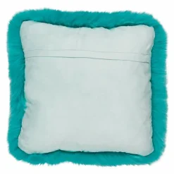 Dekokissen|Dekokissen & -Bezüge|WARM & COMFY Kissen Schaffell 40 x 40 cm Türkis