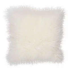 WARM & COMFY Dekokissen|Dekokissen & -Bezüge-Kissen Tibetschaffell 40 x 40 cm Weiß