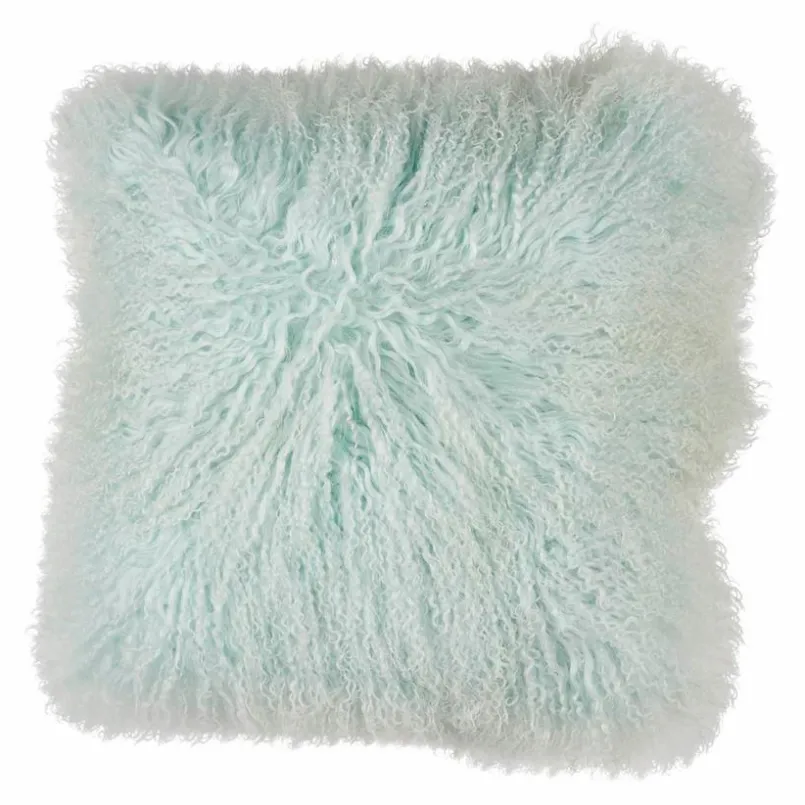 WARM & COMFY Dekokissen|Dekokissen & -Bezüge-Kissen Tibetschaffell 40 x 40 cm Mint