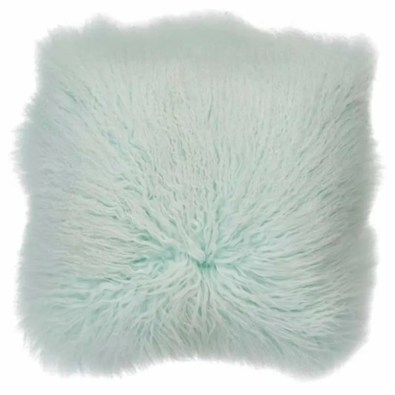 WARM & COMFY Dekokissen|Dekokissen & -Bezüge-Kissen Tibetschaffell 40 x 40 cm Mint