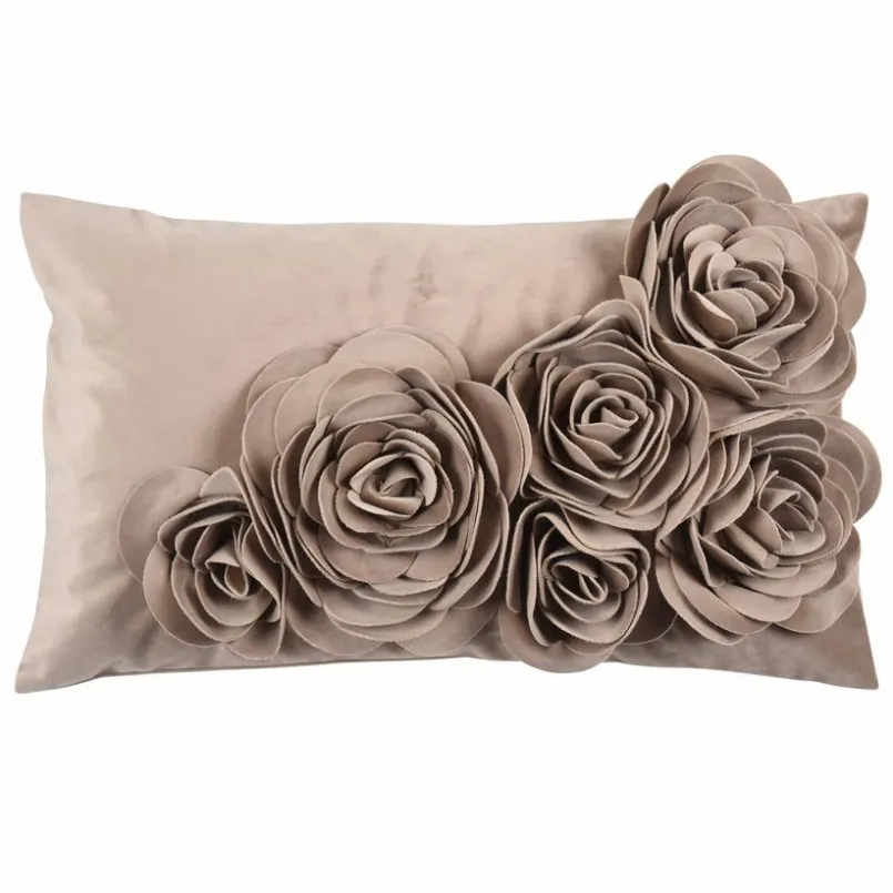 Dekokissen & -Bezüge|Sitzkissen & Dekokissen|pad Kissenhülle Floral 30 x 50 cm Taupe