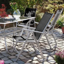 Balkonstühle|Gartenstühle-Klappstuhl Adria, Alu/Textilene Schwarz