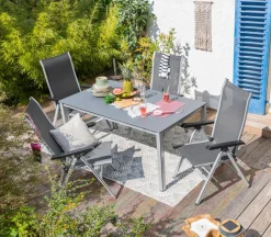 Loungeliegen|Balkonstühle|MWH Klappstuhl Kedline, Alu/Textilene Silber