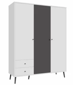 FORTE Kinderzimmer Schränke|Kinderzimmer Schränke-Kleiderschrank Harllson Weiß / Grau