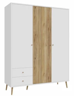 Kinderzimmer Schränke|Kinderzimmer Schränke|FORTE Kleiderschrank Harllson Weiß / Eiche
