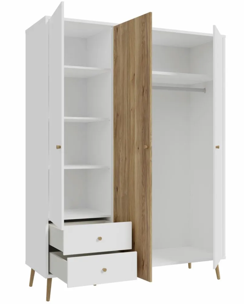 Kinderzimmer Schränke|Kinderzimmer Schränke|FORTE Kleiderschrank Harllson Weiß / Eiche