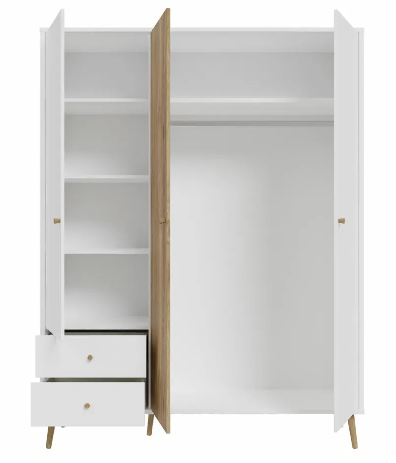 Kinderzimmer Schränke|Kinderzimmer Schränke|FORTE Kleiderschrank Harllson Weiß / Eiche