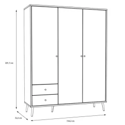 Kinderzimmer Schränke|Kinderzimmer Schränke|FORTE Kleiderschrank Harllson Weiß / Eiche