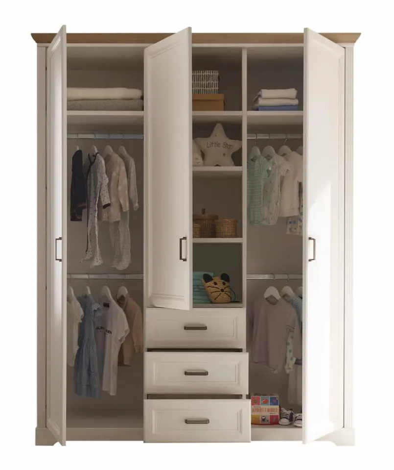 Babyzimmer Schränke & Regale|Babyzimmer Schränke & Regale|BEGABINO Kleiderschrank Jasmin 164 x 205 cm Weiß