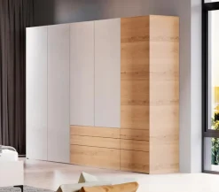 Clara Home Kleiderschränke-Kleiderschrank Lousada 302 x 235 cm Grau / Asteiche