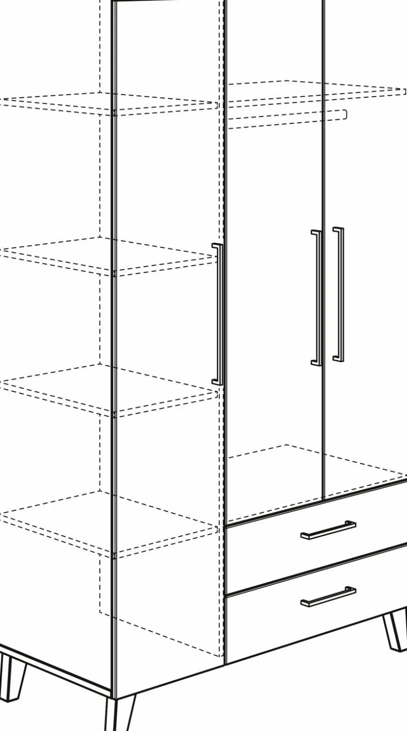 Paidi Kinderzimmer Schränke|Kinderzimmer Schränke-Kleiderschrank Oscar 124 x 206 cm Weiß