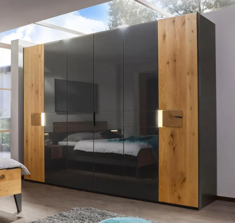 rauch BLACK Kleiderschränke-Kleiderschrank Kona 301 x 223 cm Eiche / Graphit
