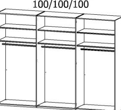 rauch BLACK Kleiderschränke-Kleiderschrank Kona 301 x 223 cm Eiche / Graphit
