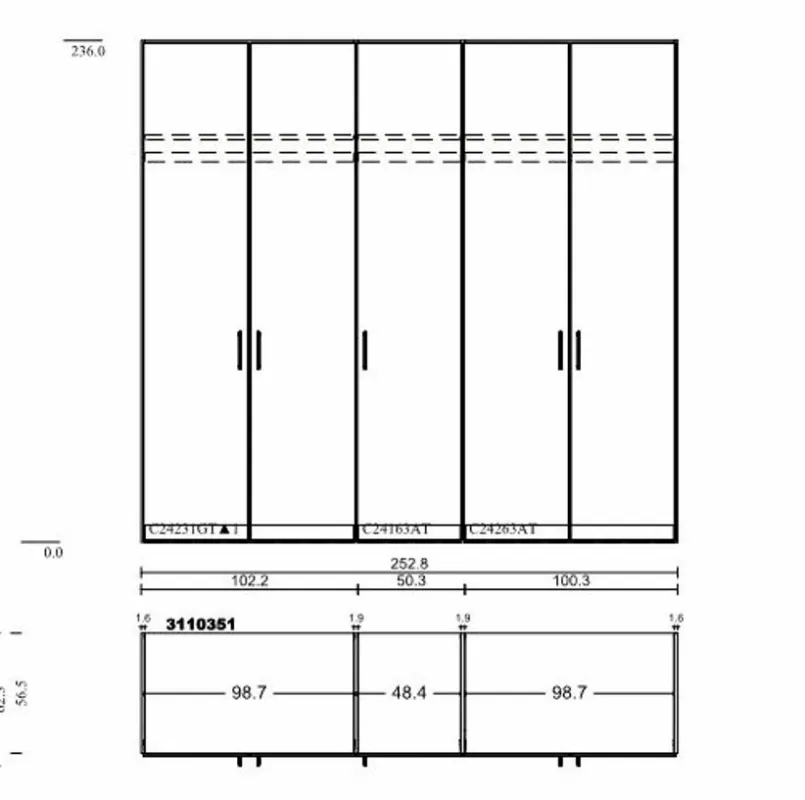 Kleiderschrank Liventio 250 x 236 cm<Jutzler
