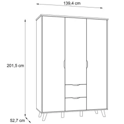 Kleiderschrank Vankka 139 x 202 cm<FORTE Discount