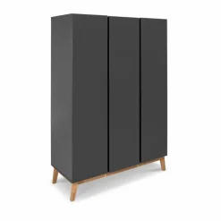 Portobello Babyzimmer Schränke & Regale|Babyzimmer Schränke & Regale-Kleiderschrank Venta 135 x 195 cm Grau