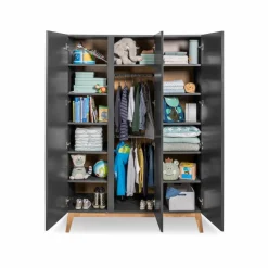 Portobello Babyzimmer Schränke & Regale|Babyzimmer Schränke & Regale-Kleiderschrank Venta 135 x 195 cm Grau