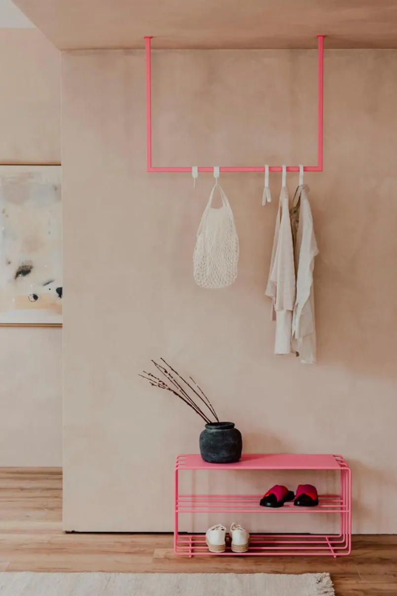 Metallbude Praktisch Im Flur-Kleiderstange Rubi 80x120 Pink