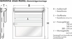 Vorhänge & Gardinen|Liedeco Klemmfix Duo-Rollo 70 x 210 cm Weiß