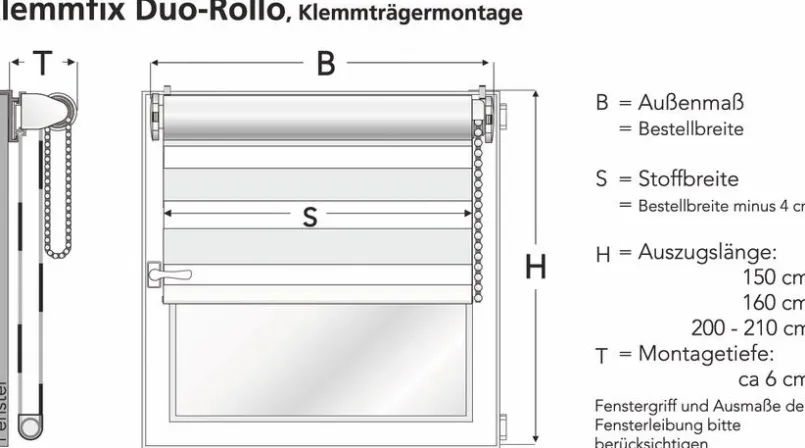 Vorhänge & Gardinen|Liedeco Klemmfix Duo-Rollo 70 x 210 cm Weiß