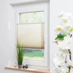 Liedeco Vorhänge & Gardinen-Klemmfix-Plissee Easy 50 x 130 cm Sand