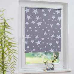Vorhänge & Gardinen|Liedeco Klemmfix-Rollo Sterne 75 x 150 cm Grau